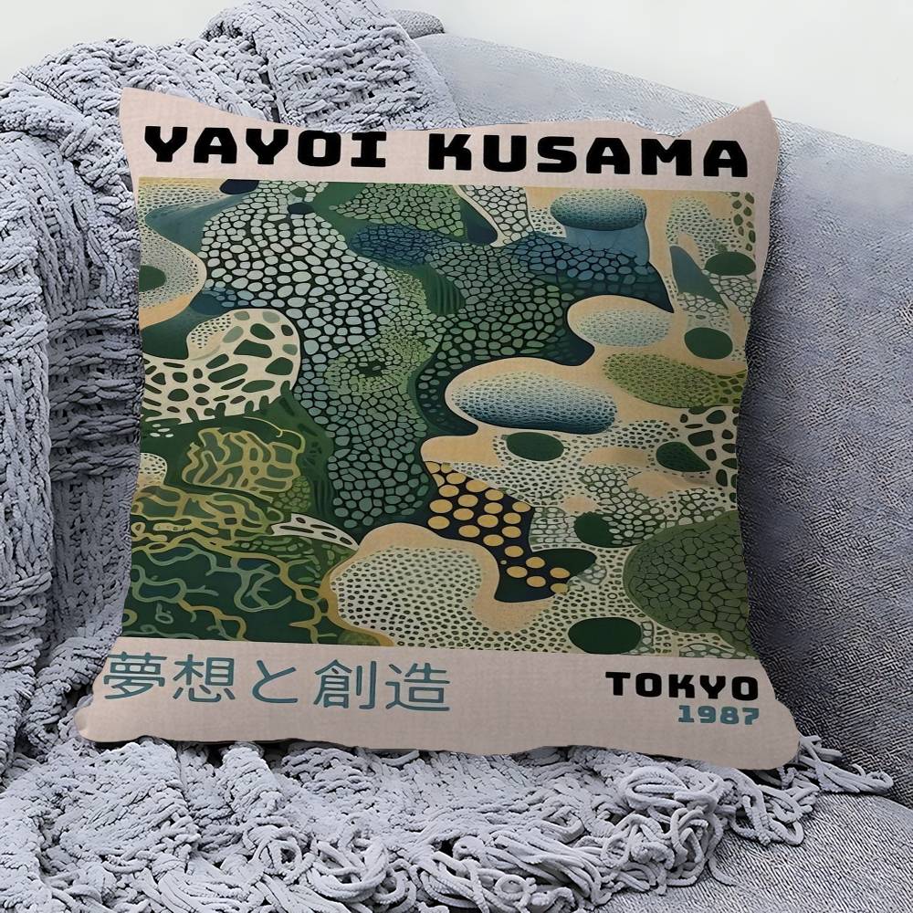 Yayoi Kusama Art Anime Cushion Cover Car Throw Pillow Case For Sofa Car Christmas Gift 40X40Cm 45X45Cm
