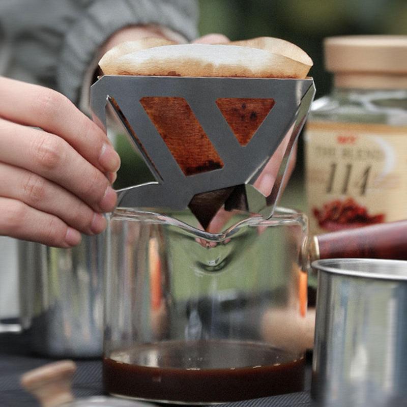 Portable Foldable Coffee Filtration Stainless Steel Easy Clean Reusable Coffee Funnel Paperless Pour Over Holder Coffee Dripper