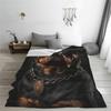 Handsome Rottweiler Dog Flannel Blanket Black Super Warm Throw Blanket for Living Room Camping Colorful Bedspread Sofa Bed Cover