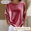 Women's Fashion Casual Solid Color Print Long Sleeve O-Neck Blouses & Shirts