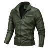 PU Leather Jacket Autumn and Winter New Men's Locomotive Fleece Leather Jacket Youth Casual Large Size Jacket