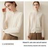 Women's Autumn/Winter 2026 Pure Cashmere Single-Breasted Cardigan - Half-High Neck, Rolled Edge, Gentle Style Base Layer