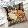 Vikama 2D Cute Little Cat Pillow Cover, Living Room Sofa Cushion Cover, Zippered Satin Velvet Pillow Cover For Home Decor