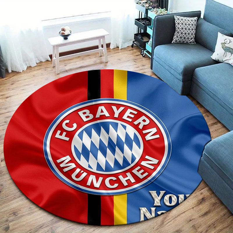 FC Bayern München Okrúhly koberec s vlastným menom, Kobercový koberec do obývacej izby, spálne, k pohovke, herne, Protišmyková podložka