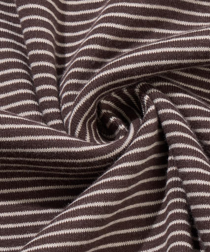 AGOD Back Incision Stripe Half T-Shirt [Brown]