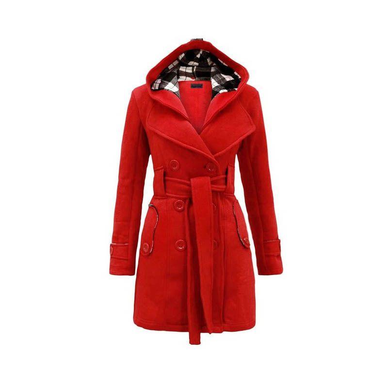 Elegant Women's Overcoat Long Jacket Warm Winter Outwear With Hooded Parka Design