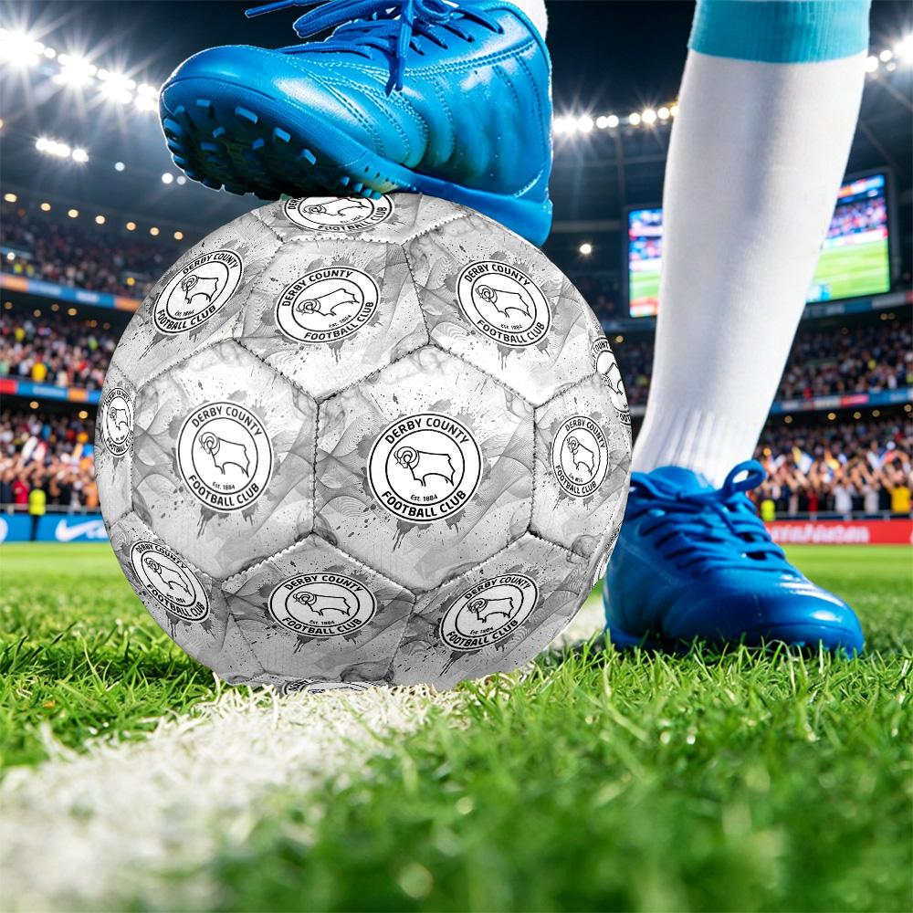 Derby County Football Bedruckter Fußball Größe 5, Anti-Rutsch Erwachsenen Matchfußball Souvenir für Fußballfans