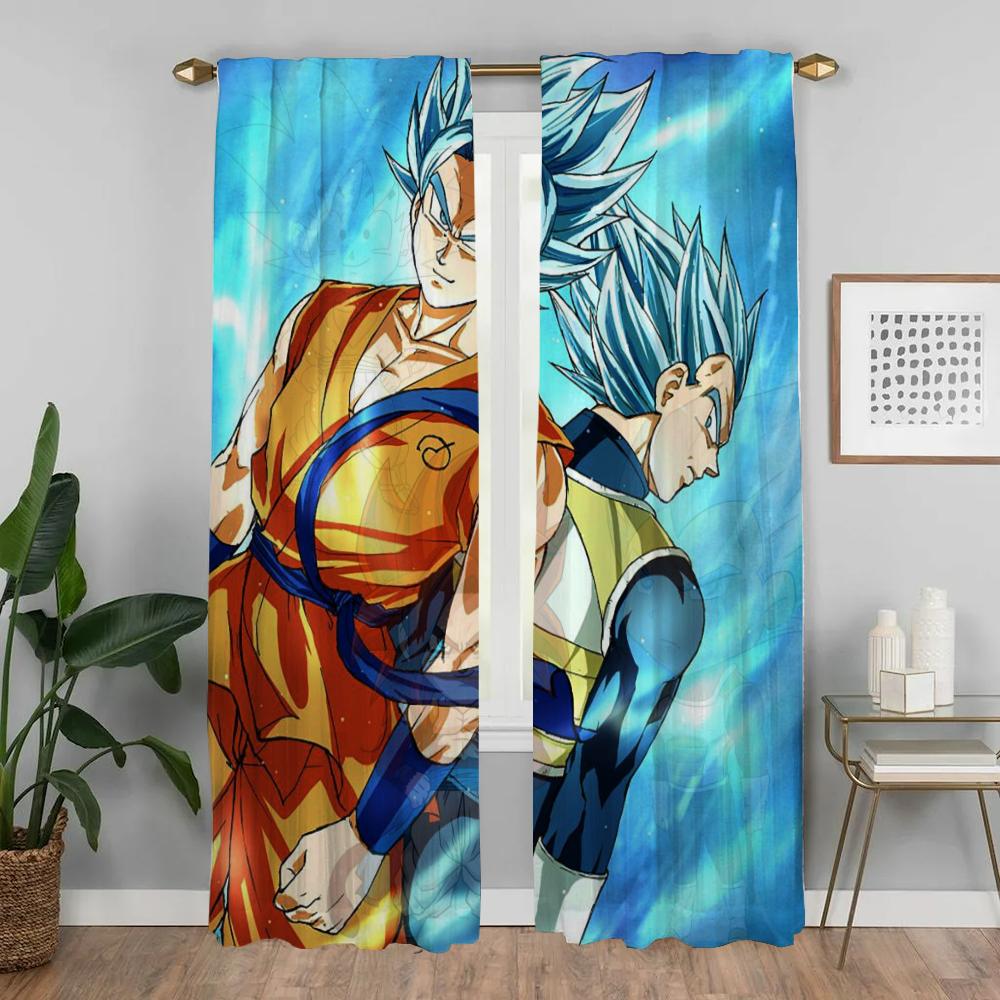 Keukengordijnen Kinderkamer D-Dragon-ballS Anti-muggengordijnen 2 Stuks Raamgordijn Shades Scheidingswand Tule voor Slaapkamer