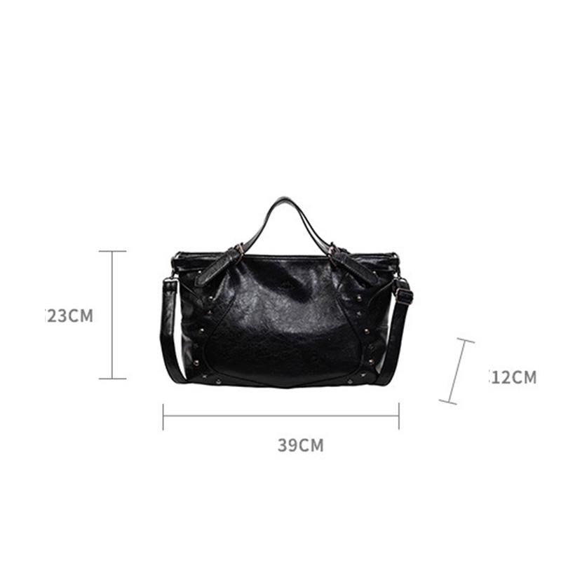 Damenmode Y2K Hot Girl Motorradtasche Vintage Einfarbig Große Kapazität Nieten Dekor Schulter Umhängetasche CLE