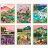 Flowers Mountain Lake Colorful Nature Landscape Travel Poster Print Canvas Painting Abstract Nordic Wall Art Room Home Decor