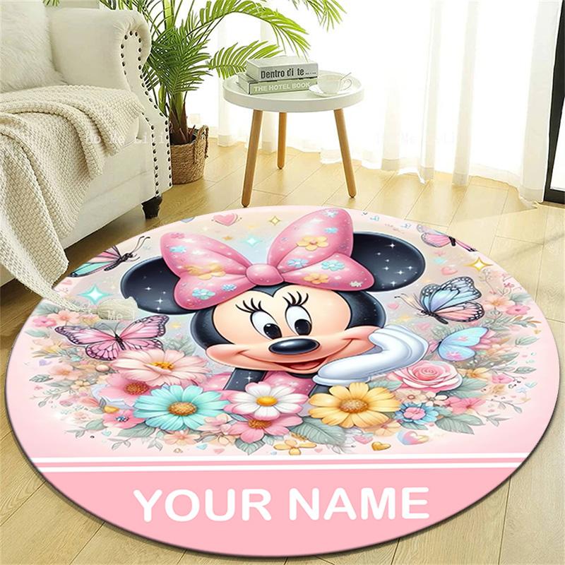 Gepersonaliseerd M-Minnie Rond Kantoorvloerkleed - Perfect voor Mat, Kantoorstoel & Meer - Ideaal Cadeau voor Verjaardagen en Feestdagen