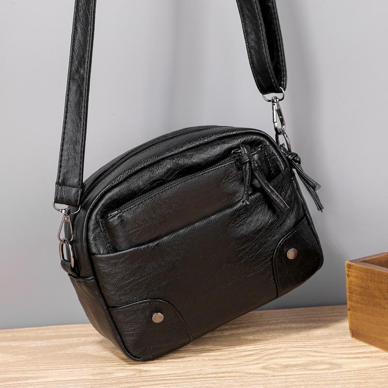 Women Vintage Shoulder Belt Bags Pu Leather Compact Crossbody Handbag Female Travel Multi-Pocket Messenger Purse Bags