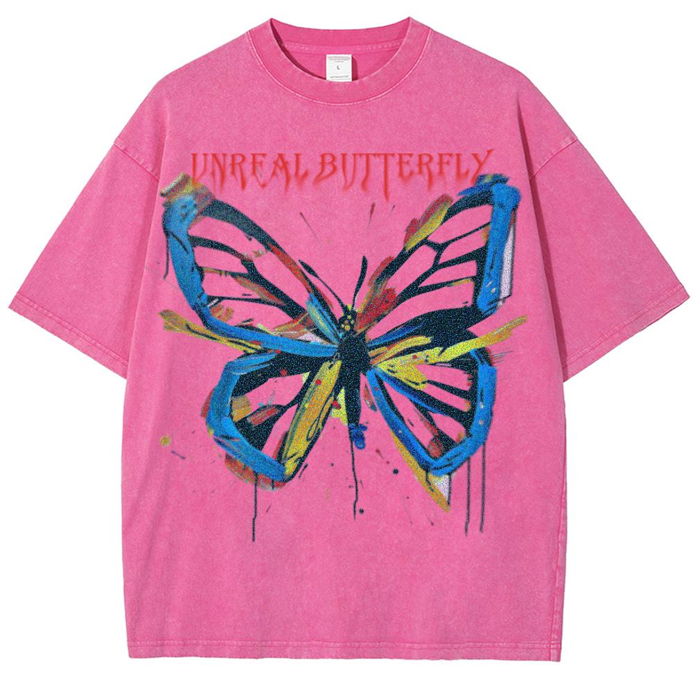 Καλοκαιρινό T-Shirt Oversized Γυναικείο Τοπ Με Σχέδιο Κινούμενου Σχεδίου Πεταλούδα Λαιμόκοψη Πλύσιμο Unisex Κοντομάνικο Casual Άνετο