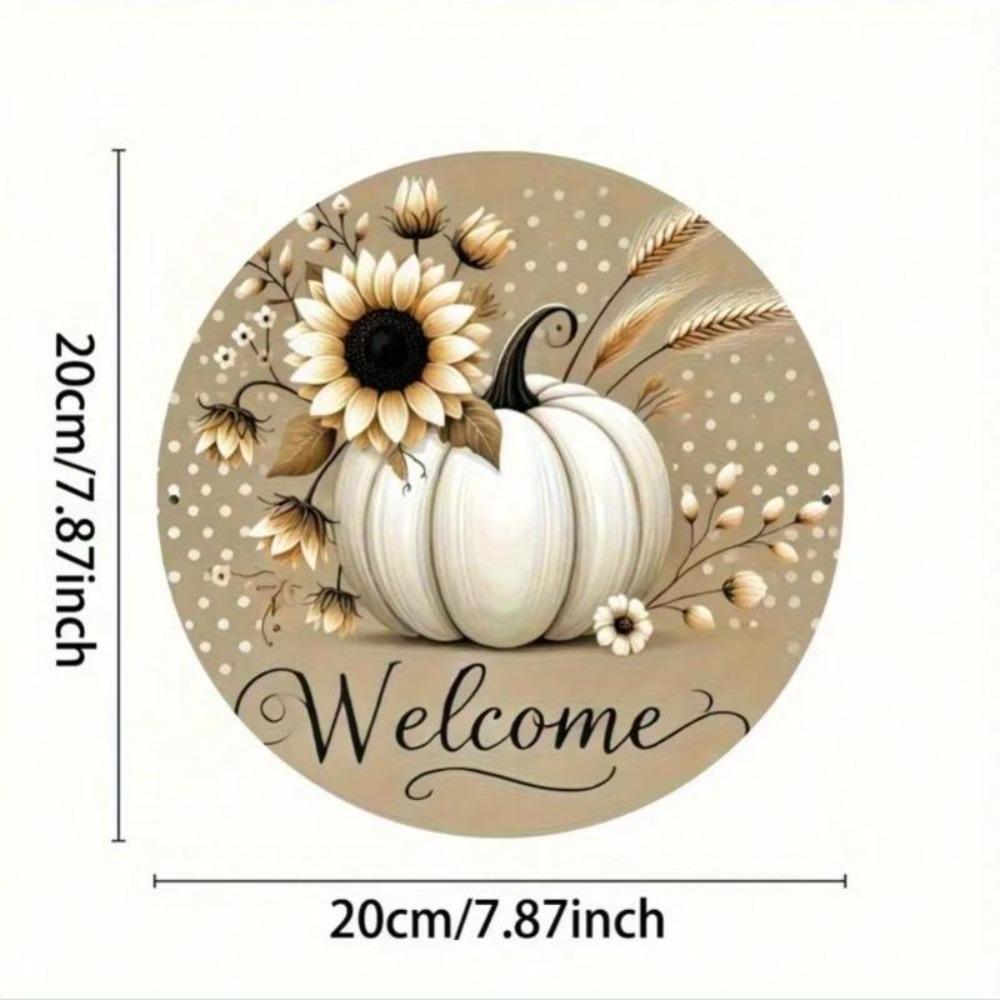 White Pumpkin Welcome Sign Autumn Decor Country Farmhouse Wall Art Seasonal Kitchen Hanging