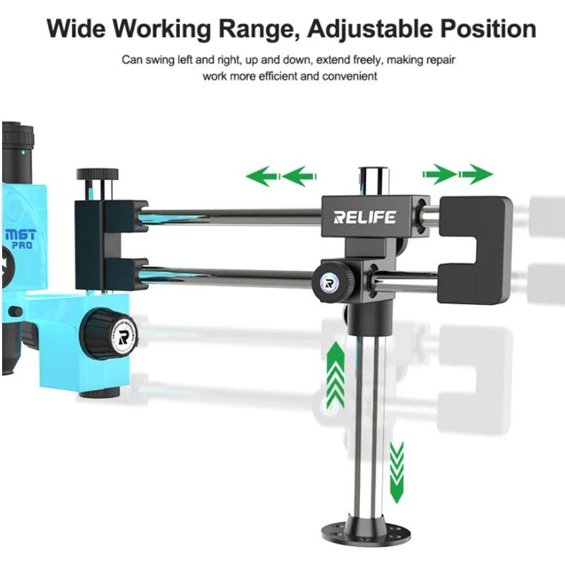 RELIFE MS2 Pro Dual-Bearing Dual-Rod Microscope Stand 360° Rotation High-Strength All-Metal Microscope Bracket Arm Holder