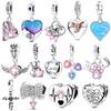 Original Charms Copper Heart Pink Zircon Bowknot Beads Fit Bracelet Jewelry Making Diy Women Anniversary Gift Accessory