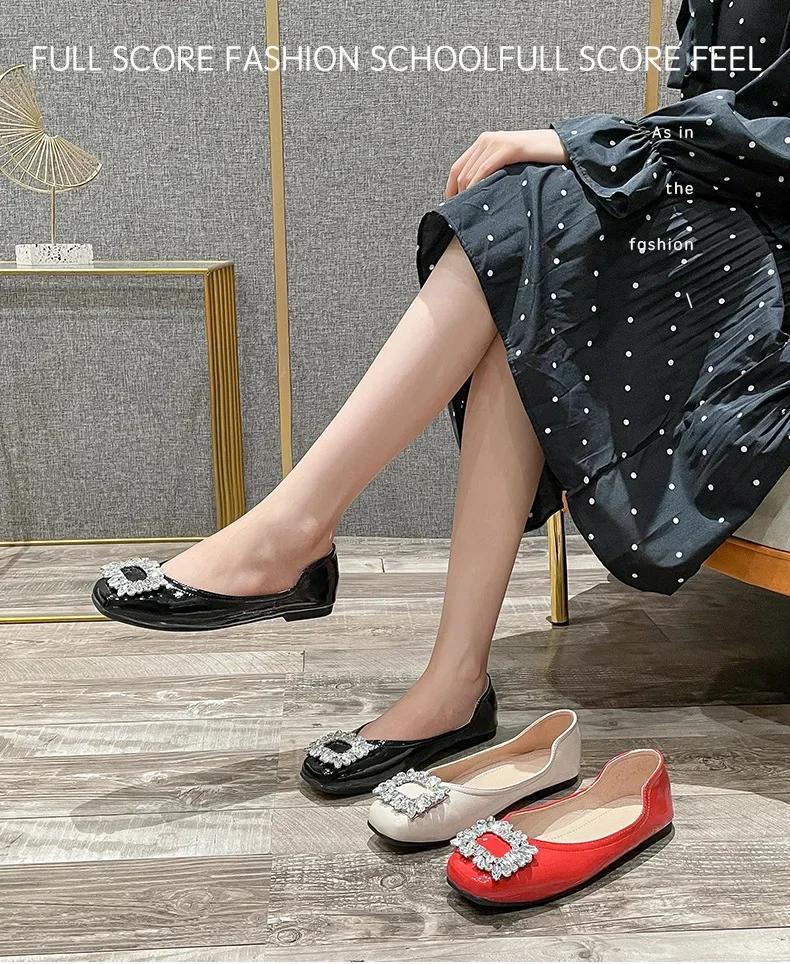 Modne Nowe Luksusowe Damskie Buty Wodny Diament Płytki Dekolt Miękka Podeszwa Codzienne Buty Wysoka Jakość Temperament Lekkie Płaskie Buty