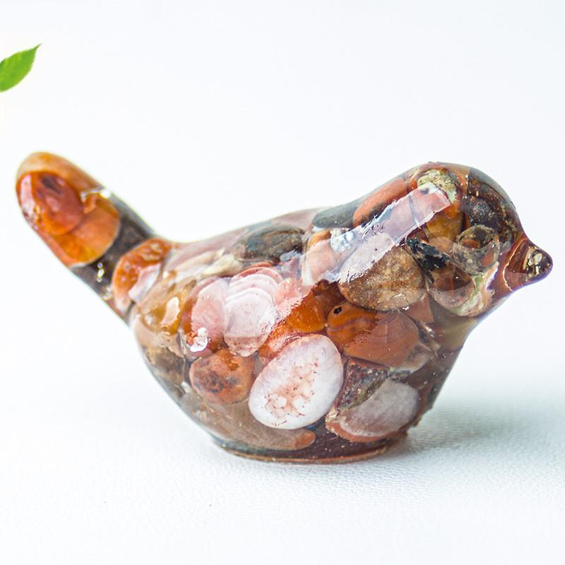 Hars Kristal Vogelbeeldje Met Natuurlijke Watersteen Voor Huis Kantoor Decoratie Cadeau Voor Vrienden