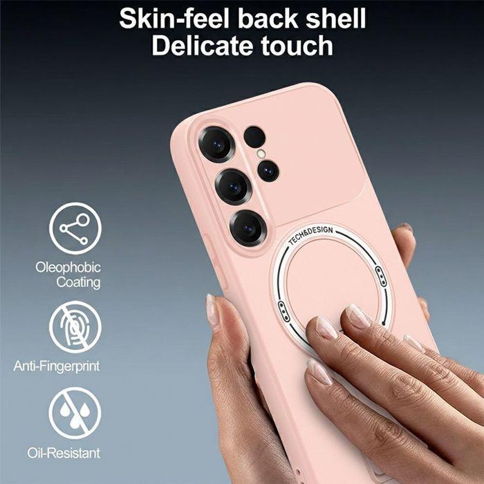 Coque Support - BOOLING - pour Samsung Galaxy S26 Ultra - Silicone avec Cercle Magnétique - Rose