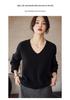 Early Autumn V-Neck Crochet Lace Wool Sweater – 100% Wool, Loose Fit, Long Sleeve for Women