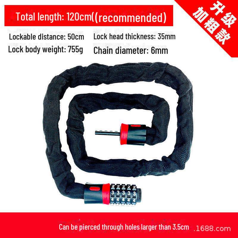 Universal Anti-Theft Lock: Password-Protected Iron Chain for Bicycles, Electric Cars, and Doors