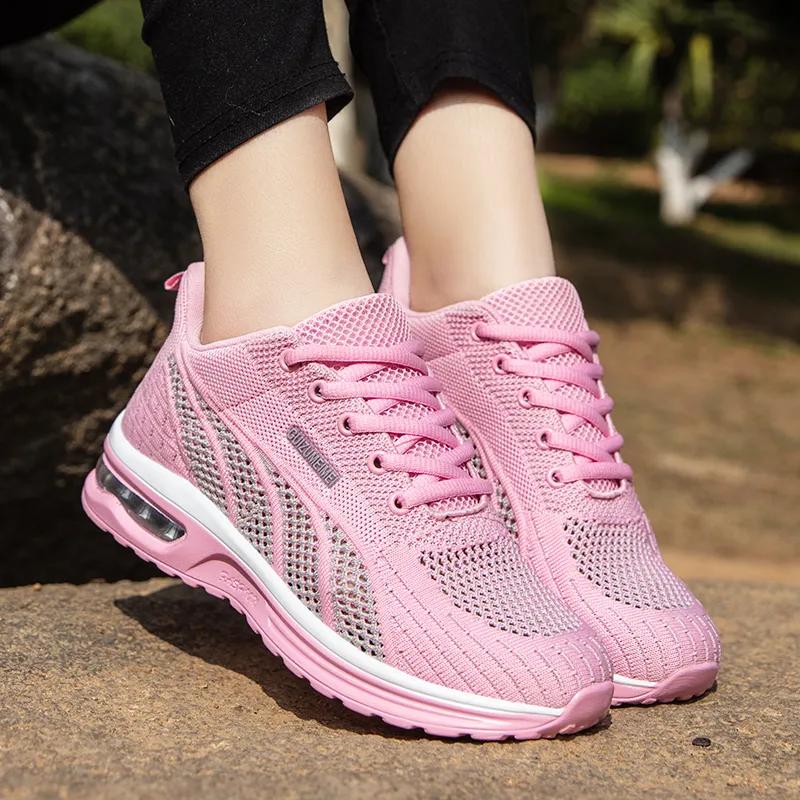 Damesportssko Vår Damer Pustende Mesh Løpesko Sommer Lette Luftpute Sneakers Utendørs Snøresko Treningssko