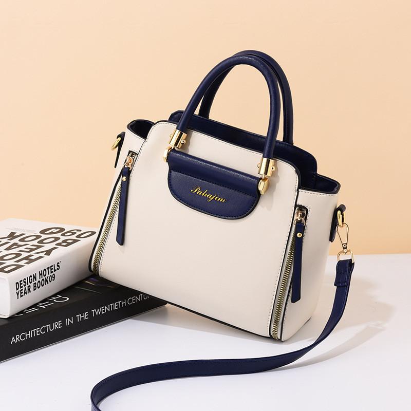 Trendy Retro European And American Style Women's Bag 2023 Color-blocking Handbag Pu Material