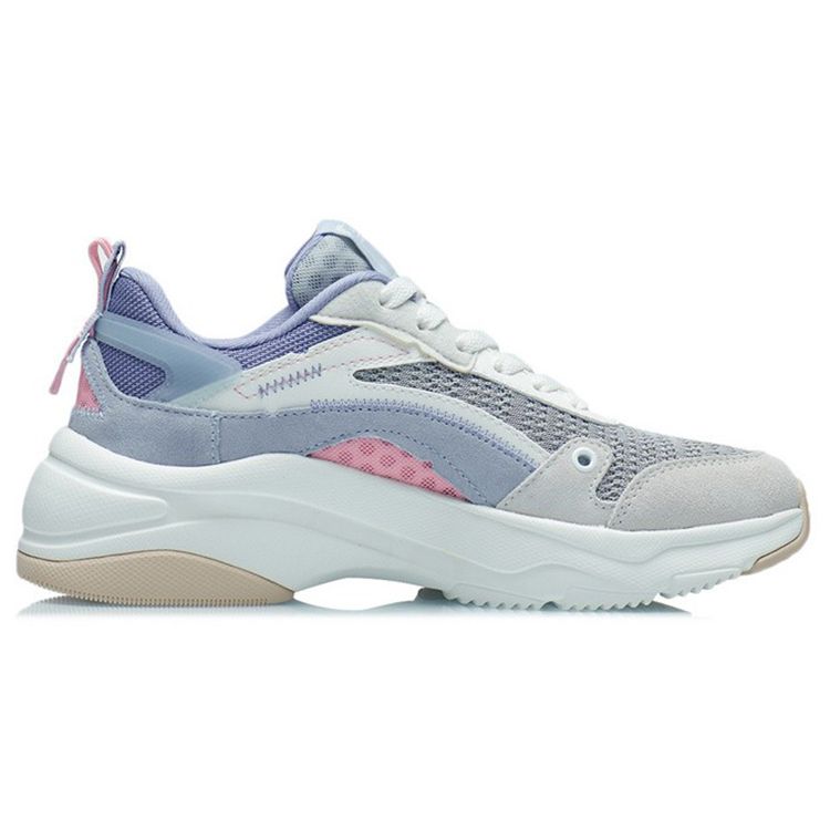 Li-Ning Shock Absorbing Non-Slip Durable Low-Top Casual Shoes Women Sneakers Gray White AGCR326-3