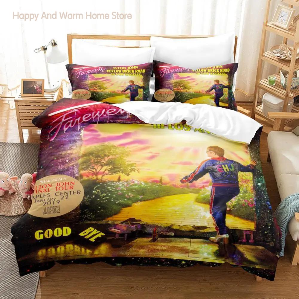Elton John ABSCHIED Yellow Brick Road Bettwäsche-Set Einzelbett Twin Full Queen King Size Bettset Aldult Jungen Schlafzimmer Bettbezug-Sets 3D