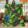 1pc 2D Flat Printing Spring And Summer New Arrival Tropical Parrot And Butterfly Theme Digital Print Blanket, All-Season Use, Casual Throw, 100% Polye