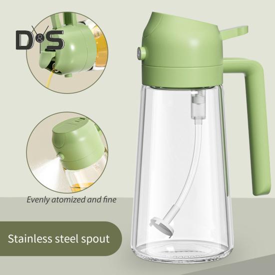 Oil Sprayer for Cooking 2 In 1 Oil Dispenser 500ml/17oz Glass Spray Bottle with Pourer Reusable Food-Grade Oil Sprayer for Kitchen Salad Frying BBQ