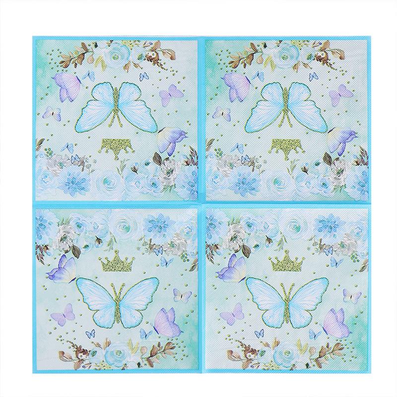 20Pcs/pack Rose Flower Butterfly Printed Table Napkins Wood Pulp Paper Party Disposable Placemats