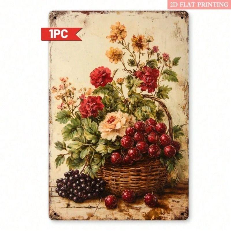 Vintage Botanical Fruit Metal Poster Wall Decor 20x30 cm