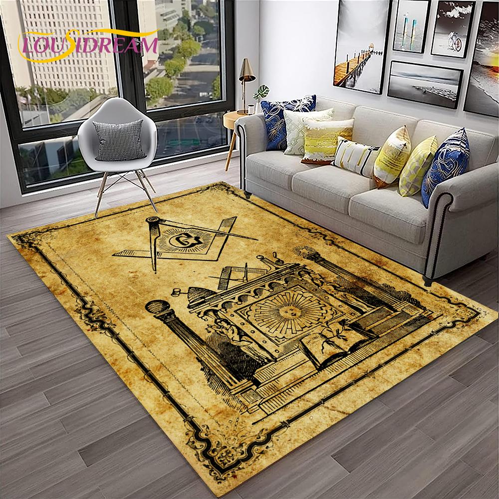Ring Freemasonry Illuminati Freimaurer-Teppich für Zuhause, Wohnzimmer, Schlafzimmer, Sofa, Fußmatte, Dekor, Kinderbereich, rutschfeste Bodenmatte