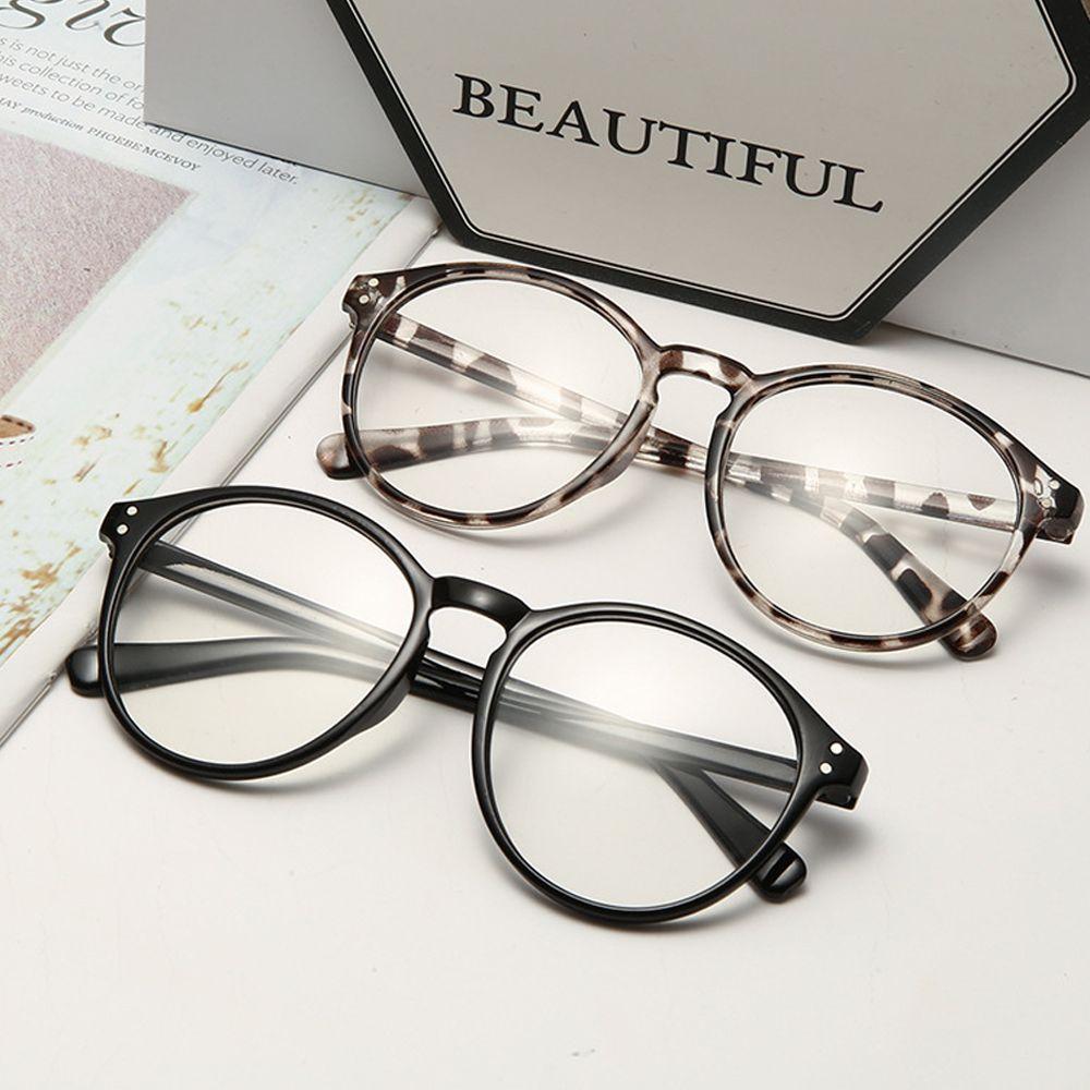 Round Frame UV Protection Myopia Glasses Anti Blue Light Vintage Eyeglasses Flat Mirror Eyewear