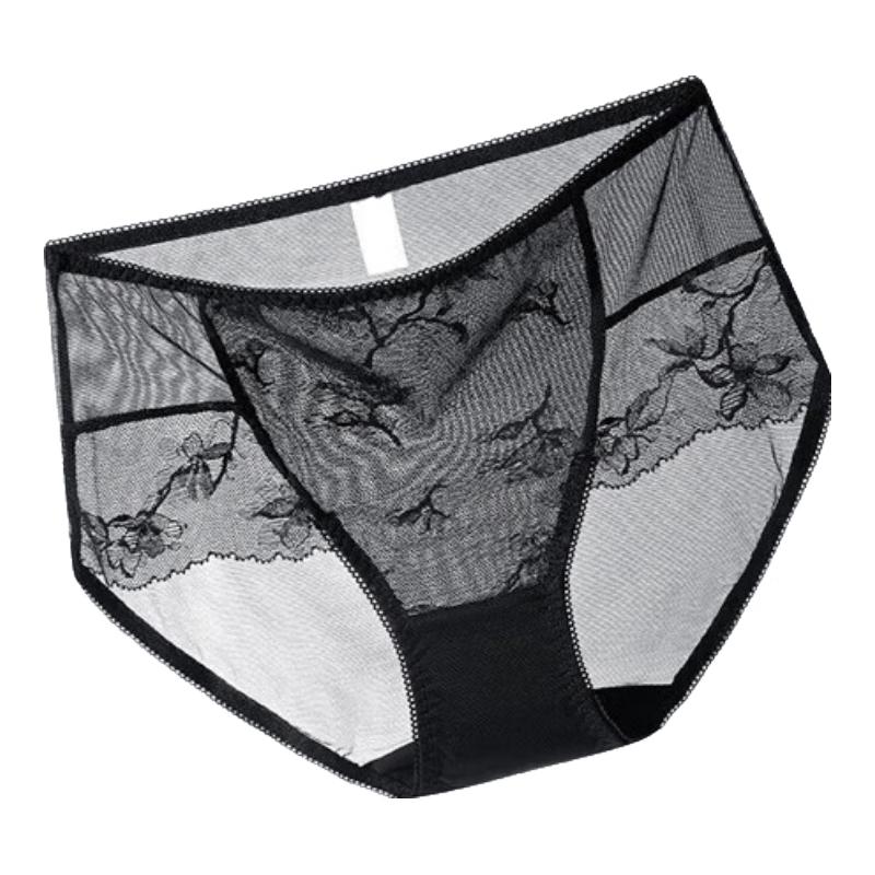 Oudifen Women's Ultra-Thin 5A Antibacterial Lace Briefs (2-Pack)