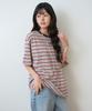 Sayu Striped Biscuit Short Sleeve Tee Gray
