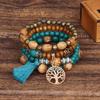 Europese Amerikaanse mode Boheemse gelaagde kralenarmbanden Elastische etnische armbanden voor dames Vrouwelijke armband