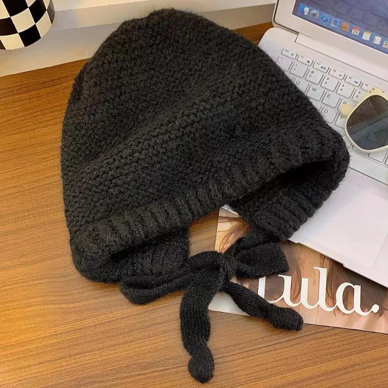 Fair Isle Style Knitted Hat For Women Retro Dual-Use Bag Hat Warm Wool Hat Earmuffs