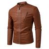Men's Trendy PU Leather Motorcycle Jacket - Cross-Collar, Korean Style, Casual Spring/Autumn Coat
