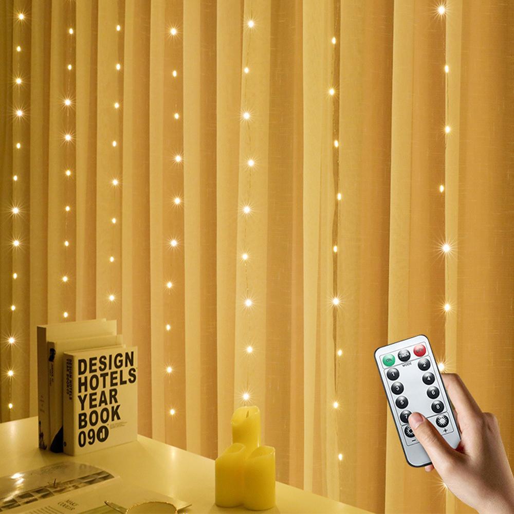 3M LED záclony Řetězová světla Měděný drát Pohádková světla Girlanda na Nový rok Vánoce Domů Camping Venkovní párty dekorace