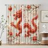 2 Pcs   Filtering Curtains (excluding Rods   Non-movable   Without Batteries) Chinese Dragon_00016 for Use In Bedrooms and Living