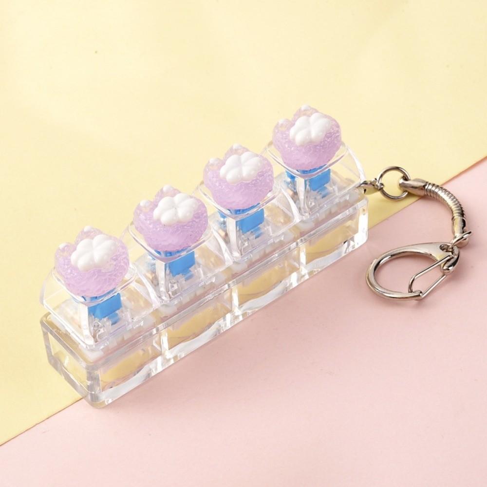 4-Key Reduce Pressure Toy Fruit Push Button Keychain Mini Keychain Pendant Daily Use