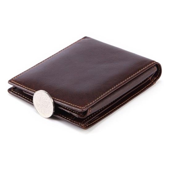 RFID-Blockierende Herren Geldbörse Vintage Kunstleder Bi-Fold Geldbörse mit Ausweisfenster Münzfach Tragbar Faltbar Diebstahlsicher Kreditkartenhalter