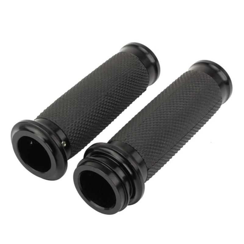 Harley-Davidson Style CNC Aluminum Handlebar Grips With Rubber Throttle Sleeve Classic Motorcycle Customization