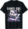 Gamer Girl Cat TShirt Cute Video Game Graphic Tee Soft Cotton Short Sleeve Round Neck