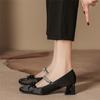 Celebrity Silver Mary Jane Shoes Women'S Bow Thick Heel Small Leather Shoes Summer Culottes Wear High Heels