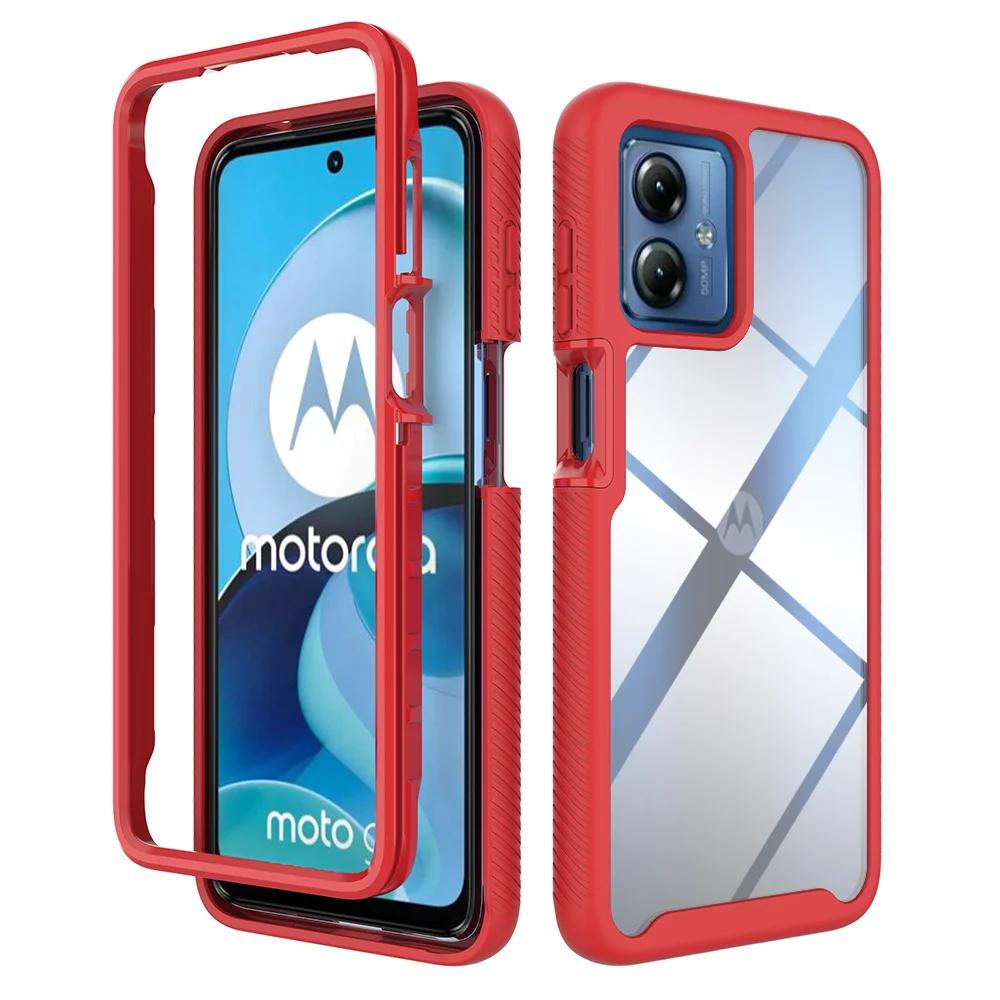 Pansarfodral för Motorola G84 G14 G53 G23 G13 G82 G62 G52 G42 G32 G22 E20 E13 G60S G31 51 71 50 Hard Otter Fodral Box HD Transparent bakre TPU ramskydd