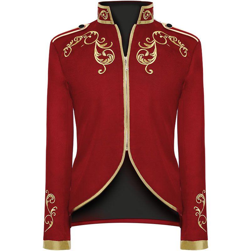 Luxurious Men Palace Prince Gold Embroidery Blazer Slim Fit Jacket For Halloween Fun