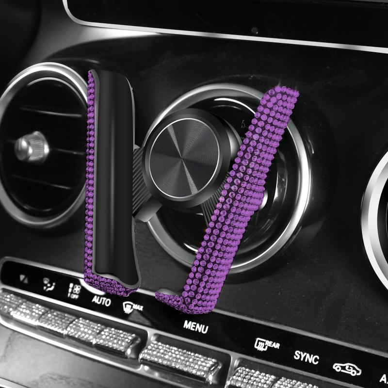 Rhinestone Dual-Function Car Phone Holder - Cute Air Vent Navigation Mount